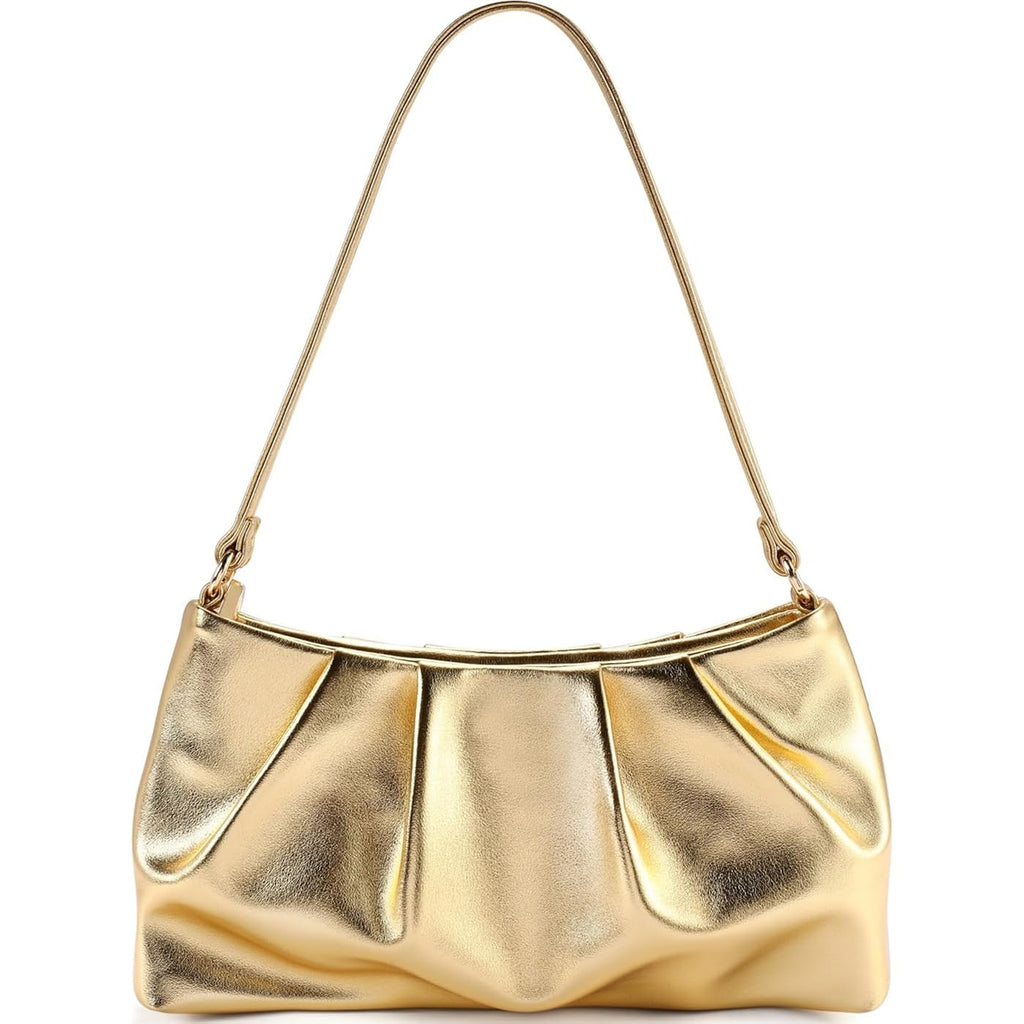 Women'S Clutch Purse, Pleated Evening Handbag, Shoulder Bag With Detachable Chain And Shoulder Strap