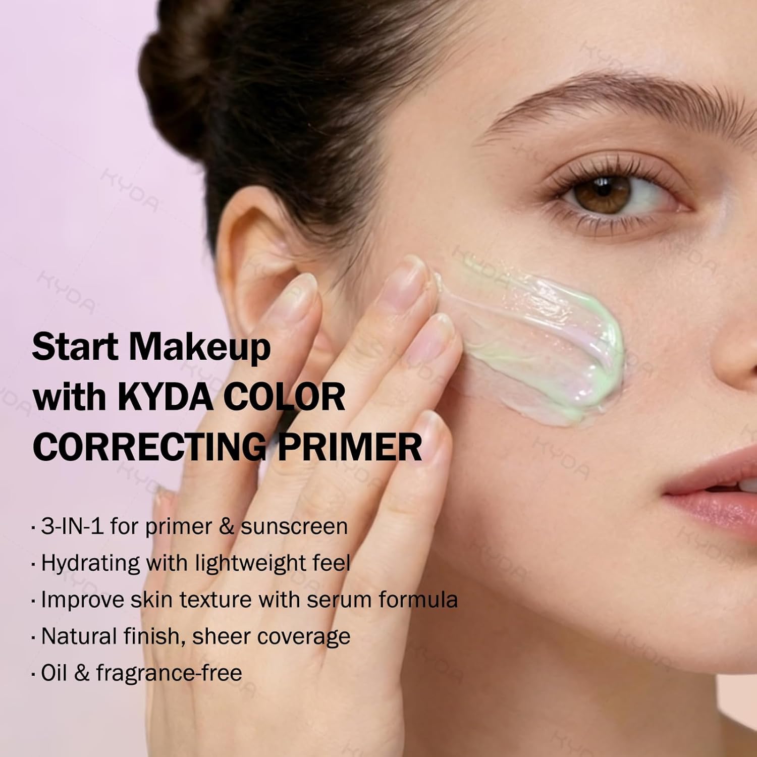 KYDA 3 In 1 Primer for Face Before Makeup,One Step Color Correcting Primer,SPF 50 PA+++ Color Correcting Serum, Moisturizing Makeup Sunscreen Primer, Oil Control Skin Corrector
