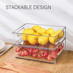 Stackable Refrigerator Organizer Bins, 6 Pack Clear Kitchen Organizer Container Bins With Handles And 20 Pcs Plastic Bags For Pantry, Cabinets, Shelves, Drawer, Freezer - Food Safe, Bpa Free 10"L
