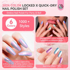 SAVILAND 6pcs Ombre Nail Polish Sets: Charm Pink Blue Gold Purple Pearl Summer Fingernail Polish Colors Air Quick Dry Nail Polish Plant-base Castor Oil Natural Nail Lacquer Women Home Manicure DIY