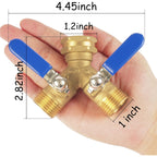 Hose Splitter 2 Way Heavy Duty, Full Flow Garden Hose Splitter | Large Easy-Turn Handle, 3/4 Inch Ght Brass Water Hose Splitter For Outdoor Faucet, Y Valve Hose Bib Splitter