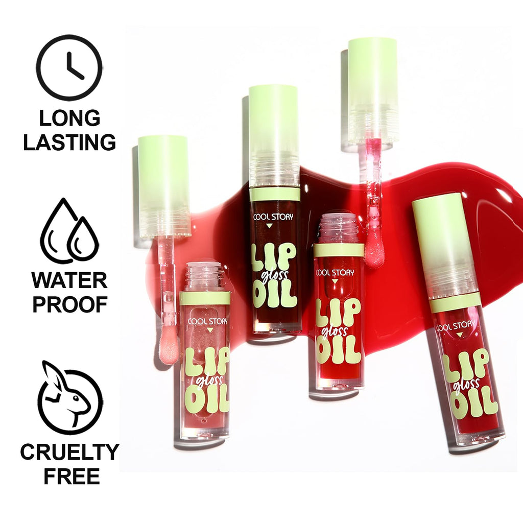 4 Pack Hydrating Glow Lip Oil Makeup Set For Women, Moisturizing Lip Gloss With Glow Finish, Long Lasting Nourishing Lip Care Full Oil Lip Drip, Sweet Candy Scent (Set A, Light)