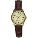 Casio Women'S Ltp-V005Gl-9A Brown Genuine Leather Band Analog Watch