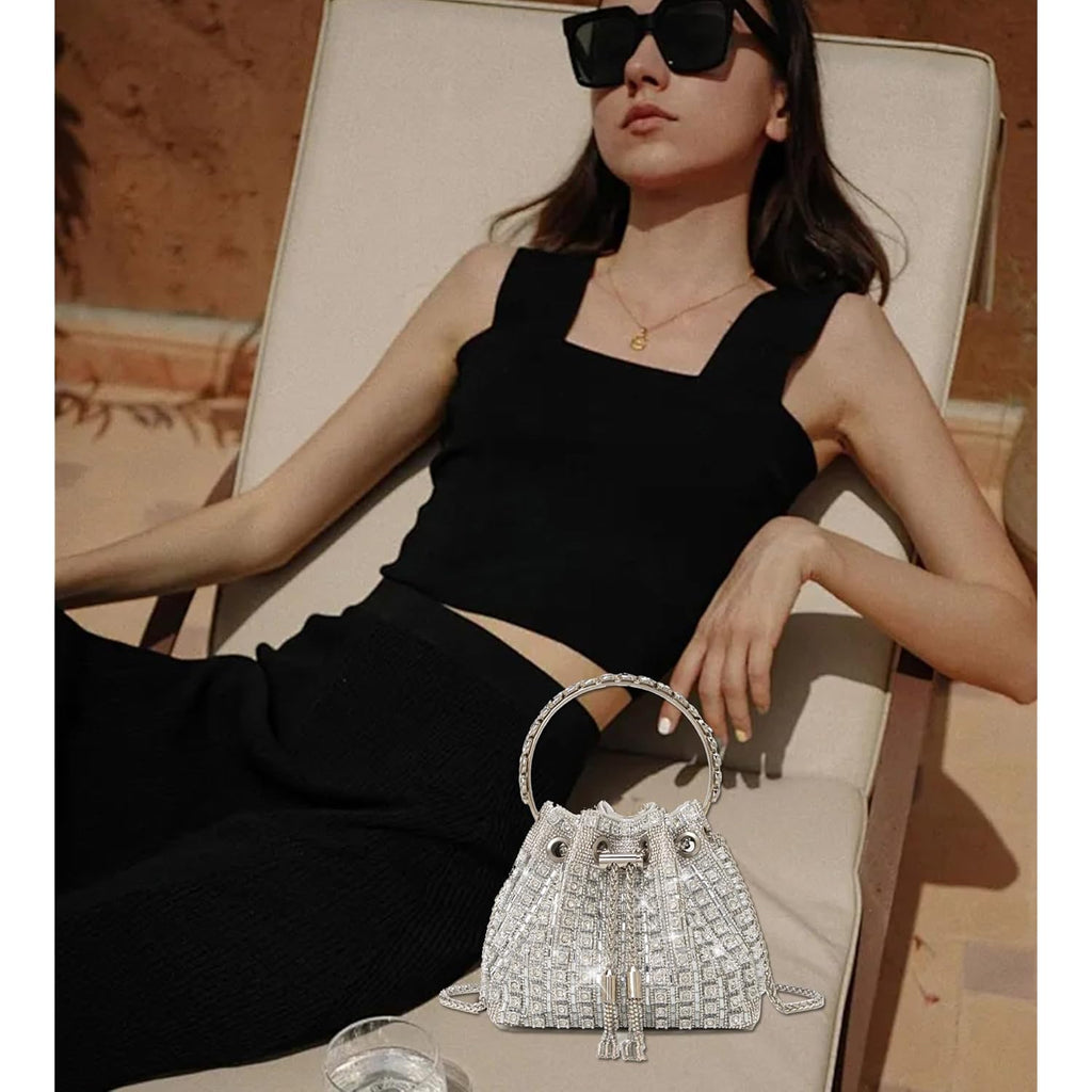 Sweetovo Sparkly Diamond Evening Bag Clutch Purses for Women Rhinestone Purse Glitter Handbag for Party Prom Cocktail Wedding