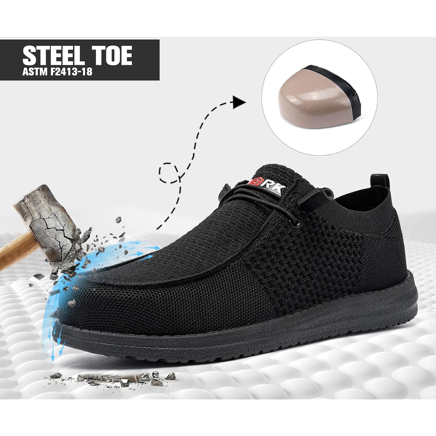 Larnmern Steel Toe Loafers Women Lightweight Comfortable Slip On Walking Casual Flats Sneakers Work Safety Shoes