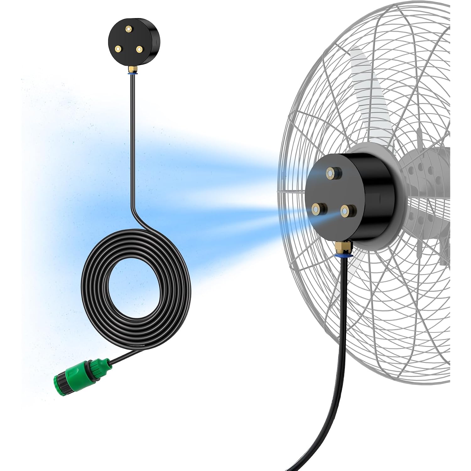 Magnetic Outdoor Misting Fan Kit, Upgraded Fan Mister Kit For Outside, Triple Nozzle Design, 16.4Ft Misting Line, Misting Cooling System For Patio, Backyard, Pool (Fans Not Included)