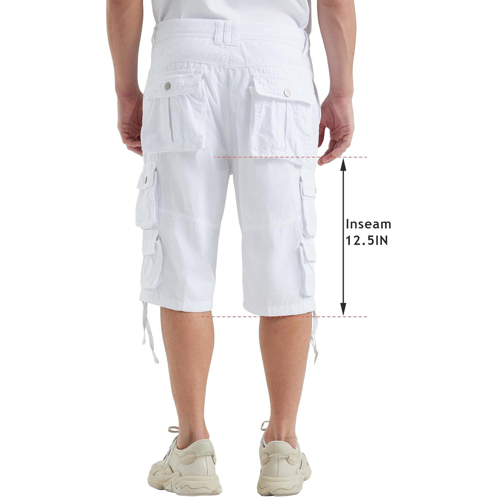 Ygreyg Mens Cargo Shorts Long Capri Below The Knee Shorts 3/4 Relaxed Fit Long Shorts With Pockets