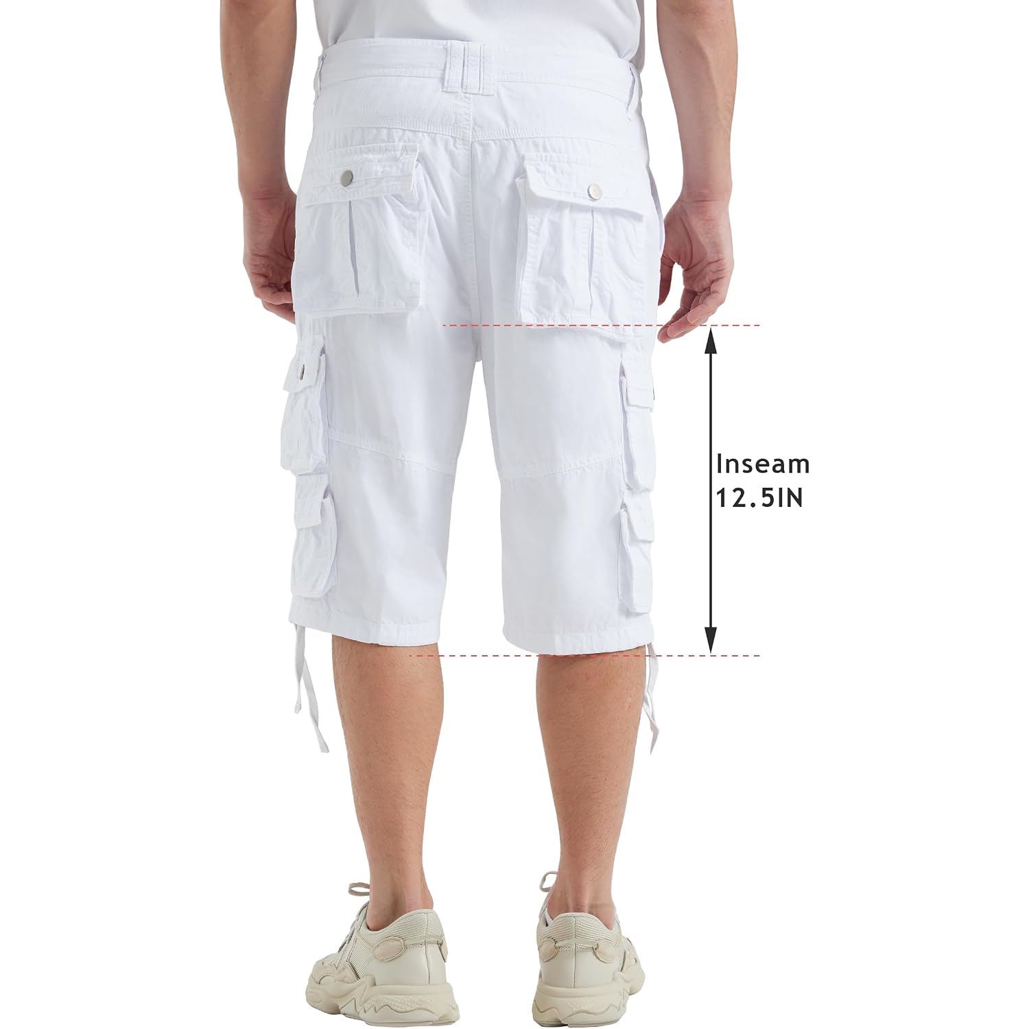 Ygreyg Mens Cargo Shorts Long Capri Below The Knee Shorts 3/4 Relaxed Fit Long Shorts With Pockets