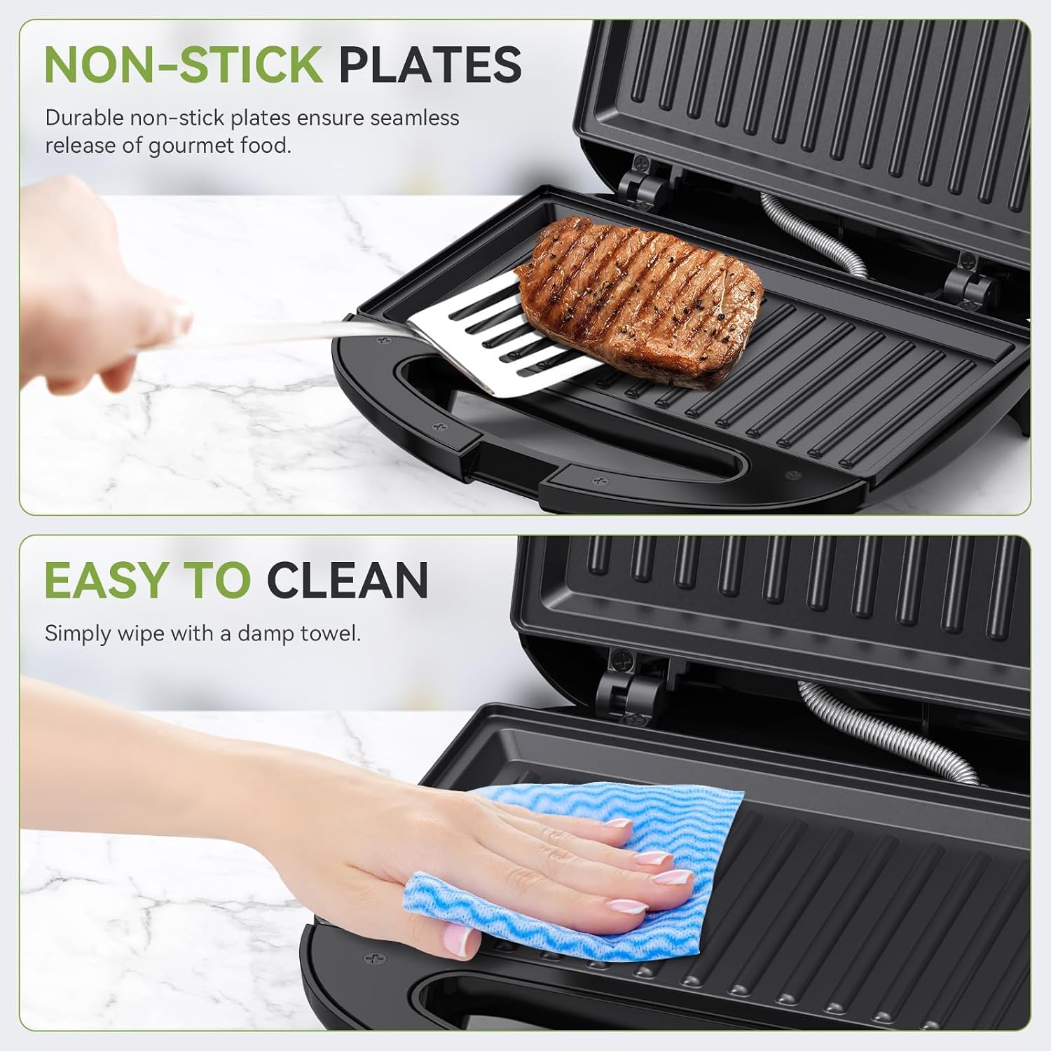 Ostba Sandwich Maker & Panini Press, 2 Slice Grilled Cheese Maker With Non-Stick Grill Plates, Indicator Lights, Cool Touch Handle, Easy To Clean And Store, 750W