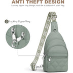 SYTRAH Sling Bag for Women, Anti-Theft RFID Crossbody Bag Nylon Sling Purse for Travel, Puffy Small backpack for Daily Hiking Sports Green