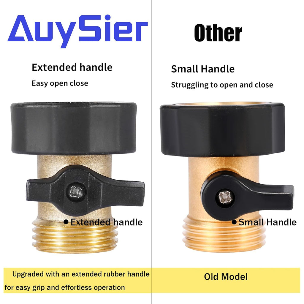 2 Pack Garden Hose Shut Off Valve, Easy Grip Rubber Handle | 3/4" Heavy Duty Solid Brass Fittings Water Hose Shutoff Valve With 4 Pcs Hose Washers