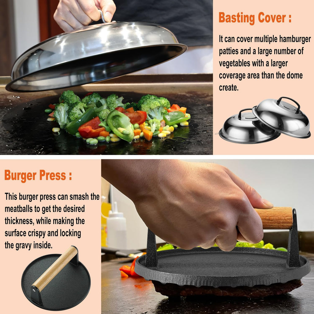 38Pcs Griddle Accessories Kit, Professional Grill Tools Set For Outdoor Barbecue, Stainless Steel Griddle Spatula Set With Tongs, Smash Burger Press, Carry Bag, Perfect Grilling Gifts