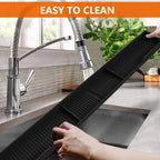 Stove Top Shelf 30 Inch - Silicone Material Magnetic Shelf For Stove - 3 Functional Partitions Kitchen Spice Rack Organizer-Black,Kitchen Gadgets Storage Organization