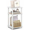 Furinno Turn-N-Tube Side Table, 3-Tier End Table With Open Shelf, Toolless Assembly Night Stand, Bedside Table, For Living Room, Bedroom, White