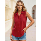 Sleeveless Button Down Shirts For Women, Slim Fit Business Collared Shirt Work Blouses Button Up Office Clothe