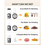 Sangcon Blenders For Kitchen, 5-In-1 Food Processor Combo For Smoothies Set | Bpa-Free 47Oz Pitcher, 2.5-Cup Bowl, 18/11Oz Cups, 3 Blades; Housewives Prep Shakes, Meat, Sauces, Salsa, Coffee, Dry Spices