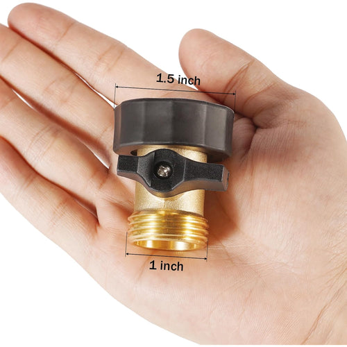 2 Pack Garden Hose Shut Off Valve, Easy Grip Rubber Handle | 3/4" Heavy Duty Solid Brass Fittings Water Hose Shutoff Valve With 4 Pcs Hose Washers