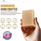 Terra Lotus - Organic Tallow Soap With Organic Castor Oil & Raw Honey - Hydrating & Nourishing - 3 Pack (Unscented)