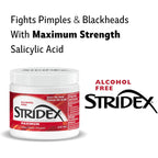 Stridex Medicated Acne Pads, Maximum, 55 Count – Facial Cleansing Wipes, Alcohol Free, Acne Treatment for Face, For Moderate Acne, Smooth Application