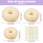 Tsmaddts Donut Bun Maker, Hair Bun Maker Set For Ballet Styling, Washable | Soft Nylon, Hair Donut Shaper, For Daily, Party, Hair Buns For Girl, Women And Dancer, 3 Size Donut Bun With 20Pcs Bobby Pins