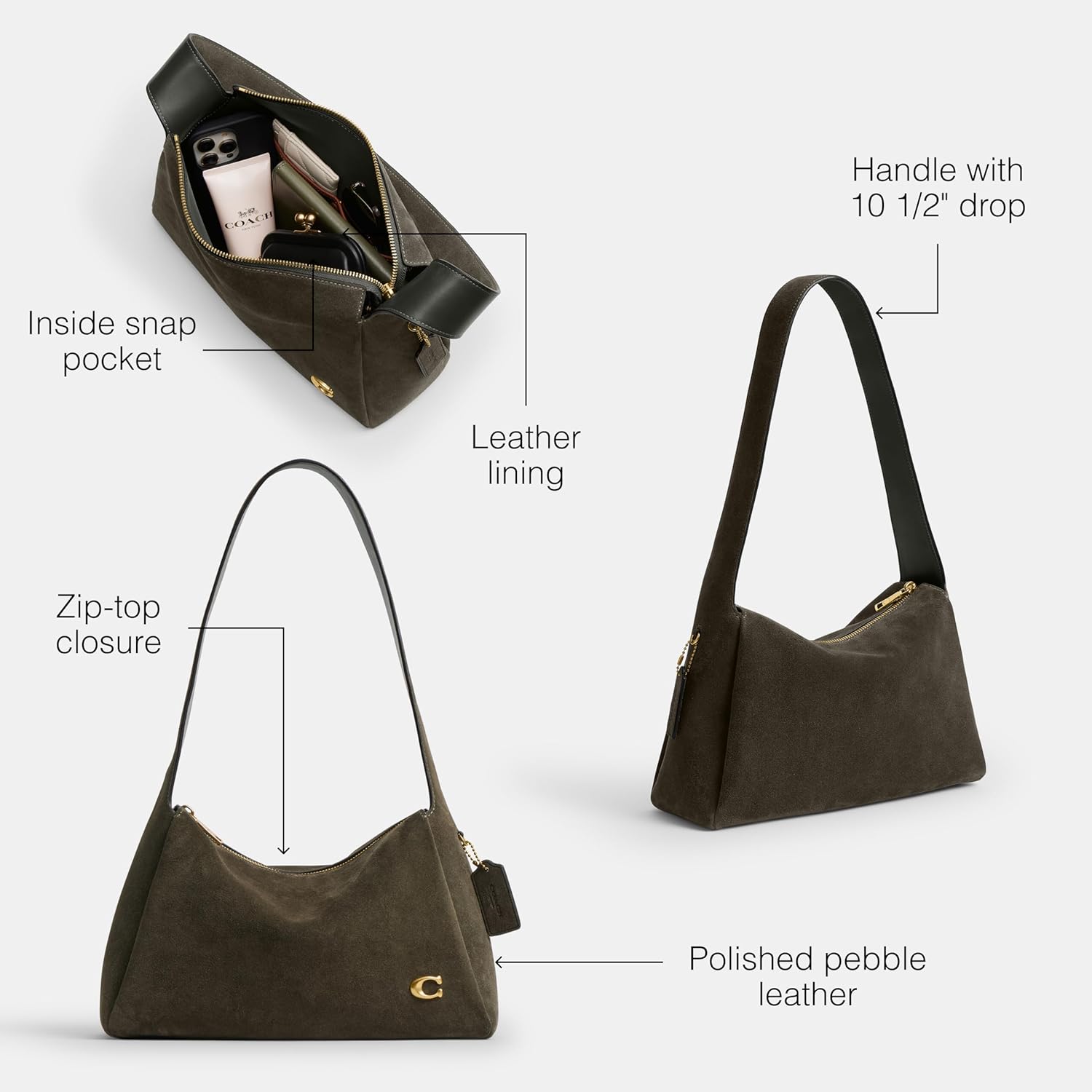 COACH Women's Suede Lola Shoulder Bag