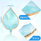 21 Pieces Nail Art Tools Kit, Resin Nail Art Palette Leaf Shape Mixing Palette and 20 Pcs Detail Brushes with Golden Edge Resin Holder Gel Polish Colors Mixing Pallet(Blue)