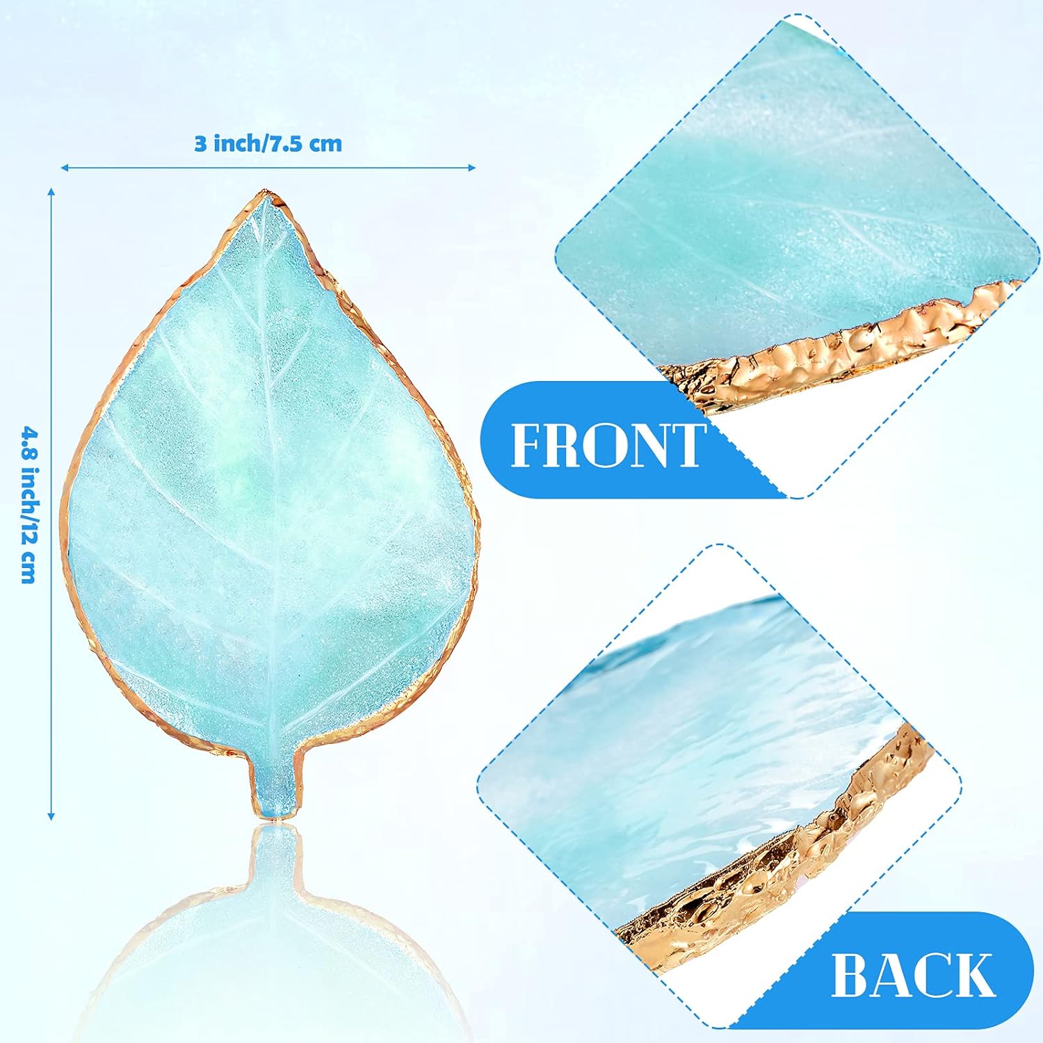 21 Pieces Nail Art Tools Kit, Resin Nail Art Palette Leaf Shape Mixing Palette and 20 Pcs Detail Brushes with Golden Edge Resin Holder Gel Polish Colors Mixing Pallet(Blue)