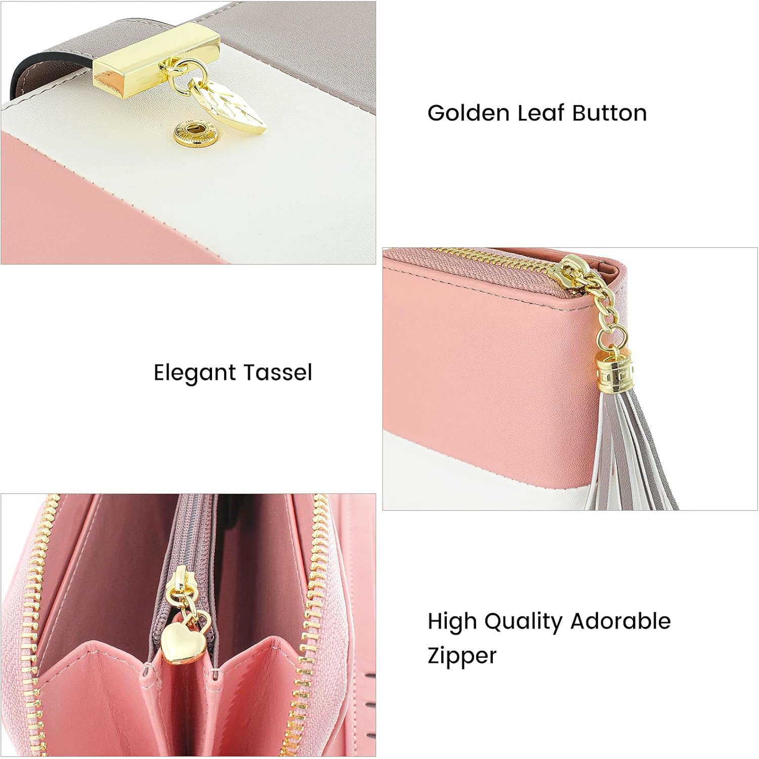 Pomelo Best Womens Wallet RFID Blocking Wallet for Women Bifold Large Capacity Card Holder Ladies Long Purse with ID Window Zipper Coin Pocket