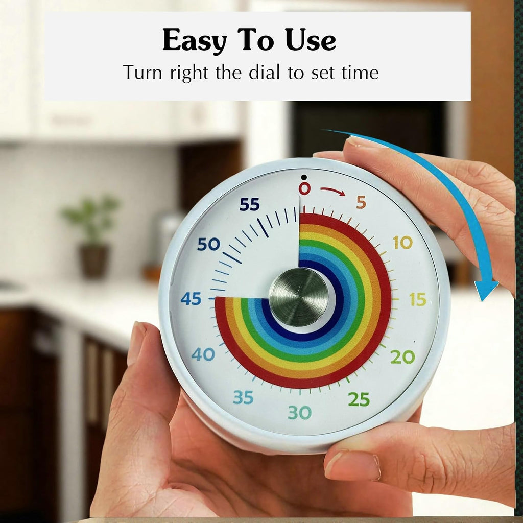 Visual Timer, Kitchen Timer Rainbow Disk 60 Minute Countdown Timer For Kids And Adults, Silent Time Management Tool(Rainbow)