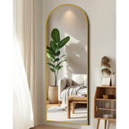 59"X16" Floor Mirror Full Length, Arched Full Length Mirror With Stand, Full Body Mirrors For Bedroom Living Room Or Cloakroom Gold