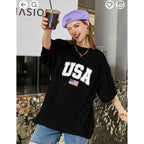 Red White and Blue Shirts for Women 4th of July Shirts Oversized USA American Flag Shirt Patriotic Short Sleeve Tee Tops
