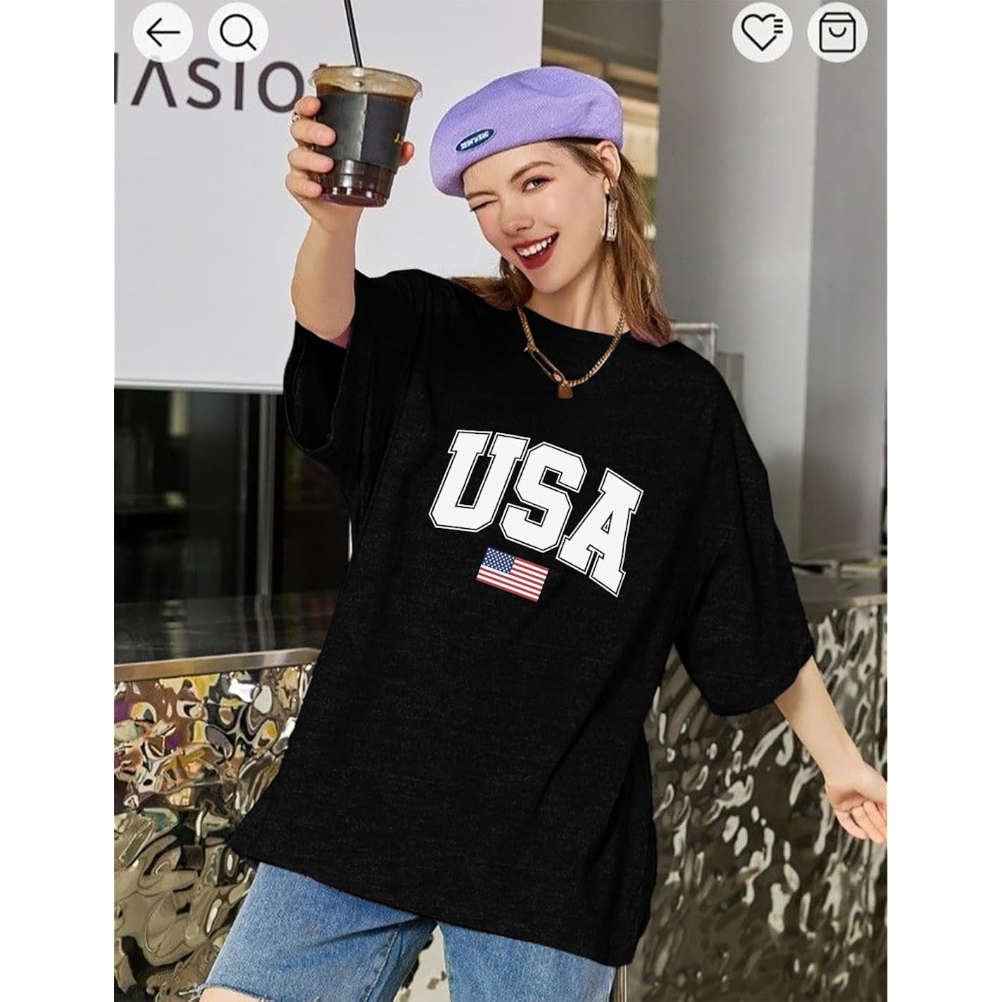 Red White and Blue Shirts for Women 4th of July Shirts Oversized USA American Flag Shirt Patriotic Short Sleeve Tee Tops