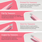 Eyebrow Kit, 17 in 1 Tweezers for Women Facial Hair, Hair Scissors with Comb, Eyebrow Trimmer, Brow Brushes, Hair Tools Travel Bag, Professional Grooming Tweezer Set