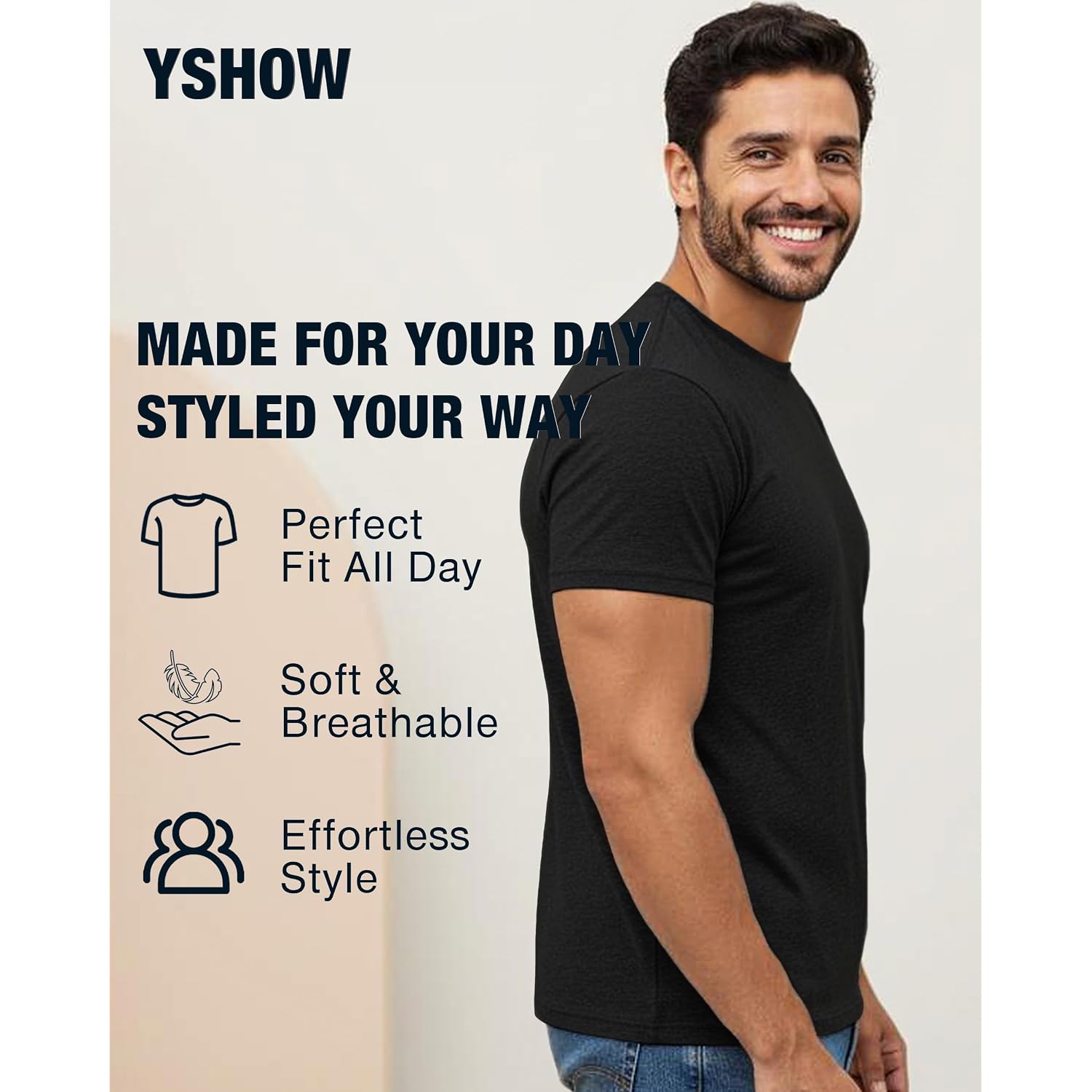 Mens T Shirts Mens Crew Neck Shirts Athletic Fitted Plain Basic Tees Soft Cotton Blend Comfort T Shirts For Men