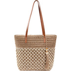 Straw Tote Bag For Women: Handwoven Beach Purse With Cutout Design For Travel & Pool Day | Lightweight