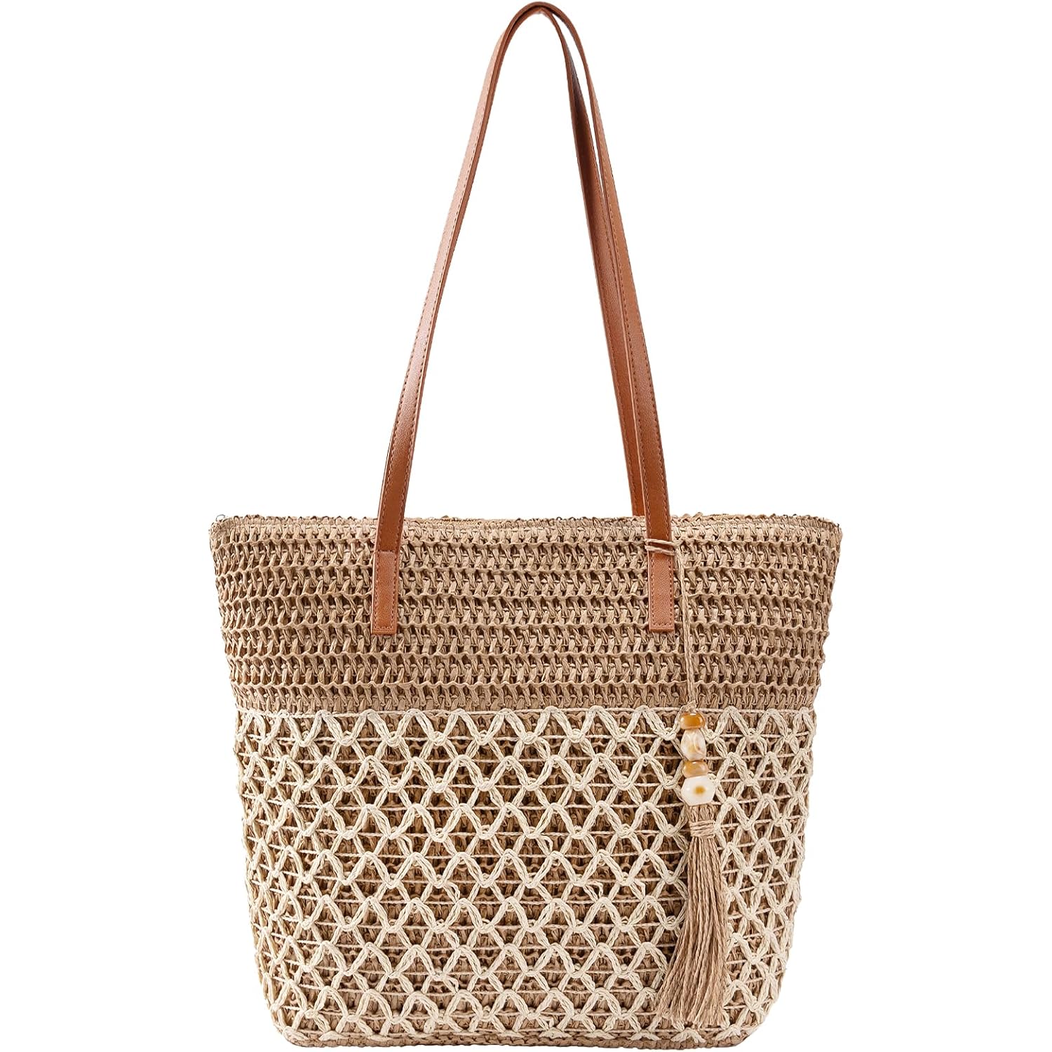 Straw Tote Bag For Women: Handwoven Beach Purse With Cutout Design For Travel & Pool Day | Lightweight