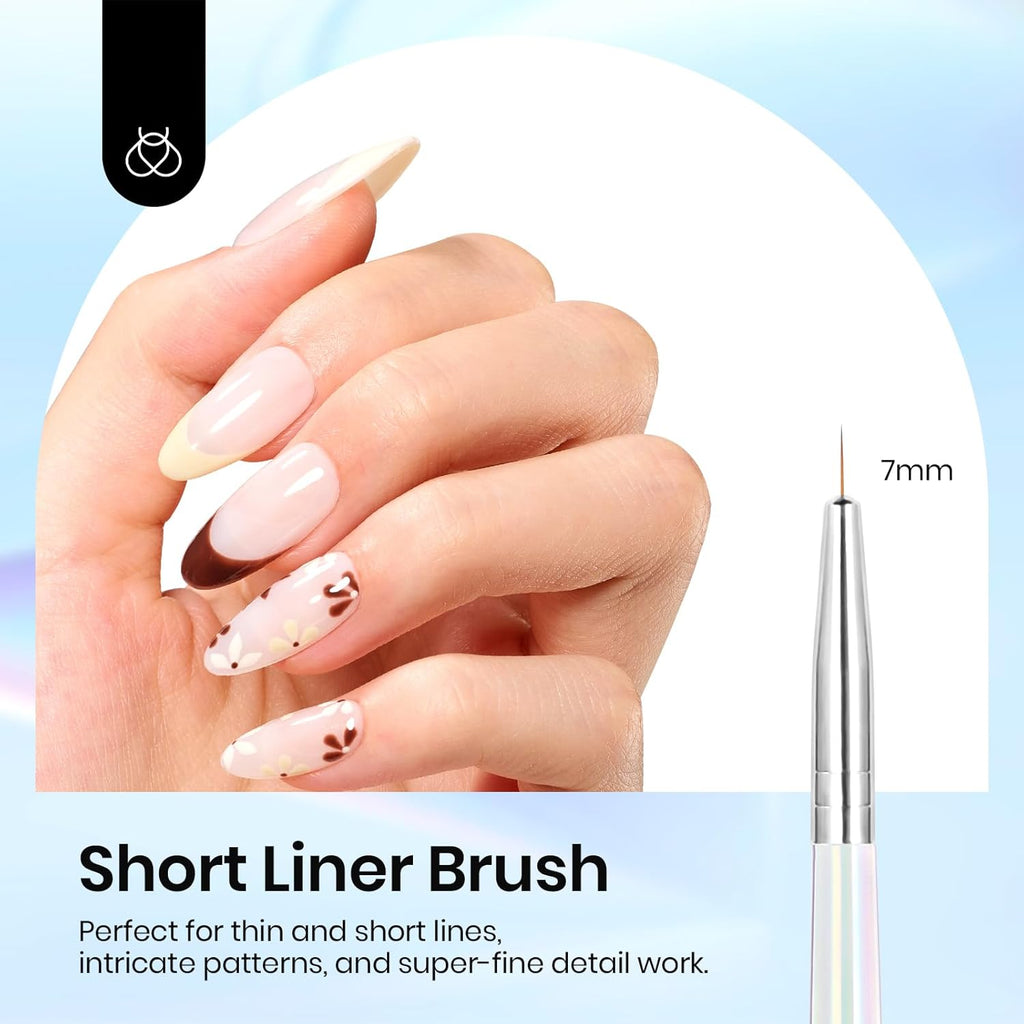 Beetles Nail Art Pens Brushes, 5pcs Nail Art Liner Brushes Set Painting Nail Dotting Drawing Tool for Long Lines, Details, Fine Drawing Sizes 7/11/15/20/25mm Gift for Women