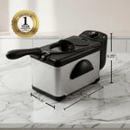 Ovente Electric Deep Fryer 2 Liter Capacity, 1500 Watt Lid With Viewing Window And Odor Filter, Adjustable Temperature, Removable Frying Basket And Easy To Clean Stainless Steel Body, Silver Fdm2201Br