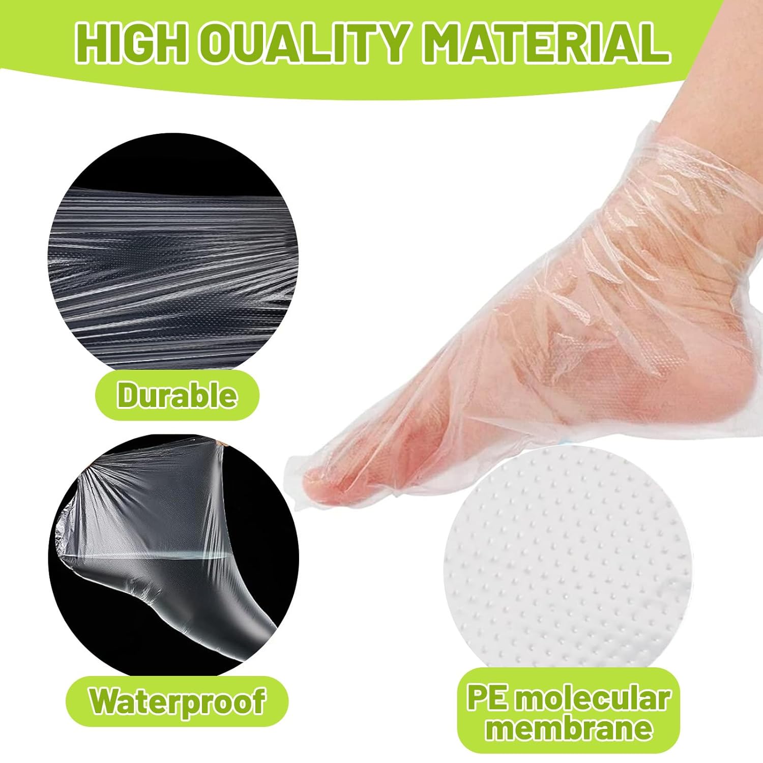 200 Pcs Disposable Foot Covers For Wax Therapy Plastic Waterproof Foot Mask Socks With Adhesive Stickers Home Pedicure Supplies Leak-Proof