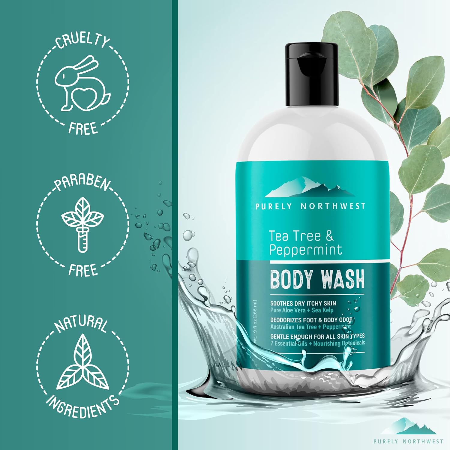 Tea Tree Body Wash For Men And Women – Natural Tea Tree Oil Body Cleanser For Odor, Skin Irritations, Hydrating Shower Gel For Sensitive Skin, Gentle And Refreshing Body Wash