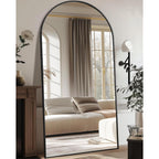 Antok Oversized Full Length Mirror With Stand, 81"X41" Arched Floor Mirror, Aluminum Frame, Wall Mounted/Leaning/Free Standing, Large Body Mirror For Bedroom Living Room Entryway Dressing Room,Black