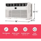 Frigidaire 6,000 Btu Window Air Conditioner With Remote Control, Cools Up To 250 Sq. Ft., Quiet Operation, Eco Mode, 3 Fan Speeds, Auto Restart, White