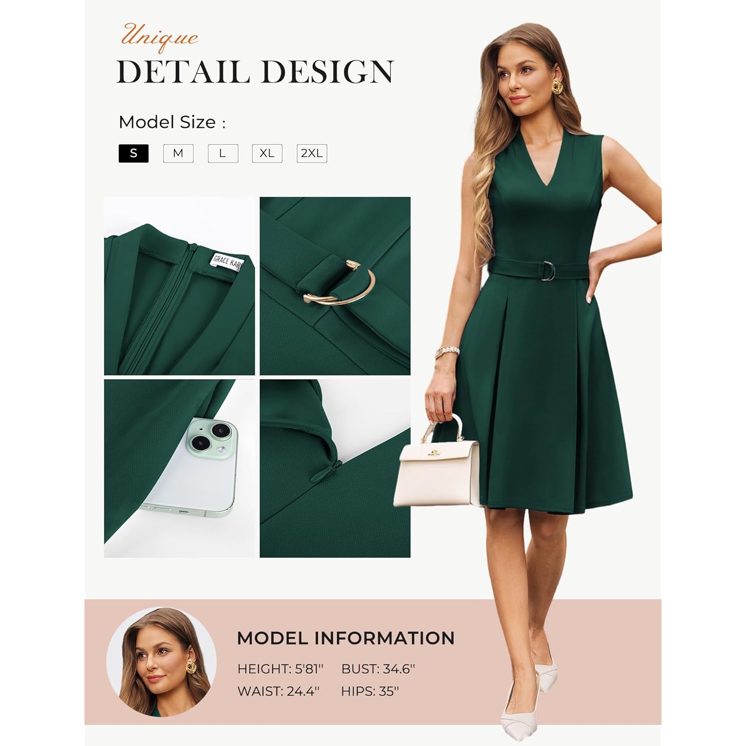 Women's Wear to Work Dresses 2026 Business Office Fit and Flare Midi Dress Church Outfits with Pockets