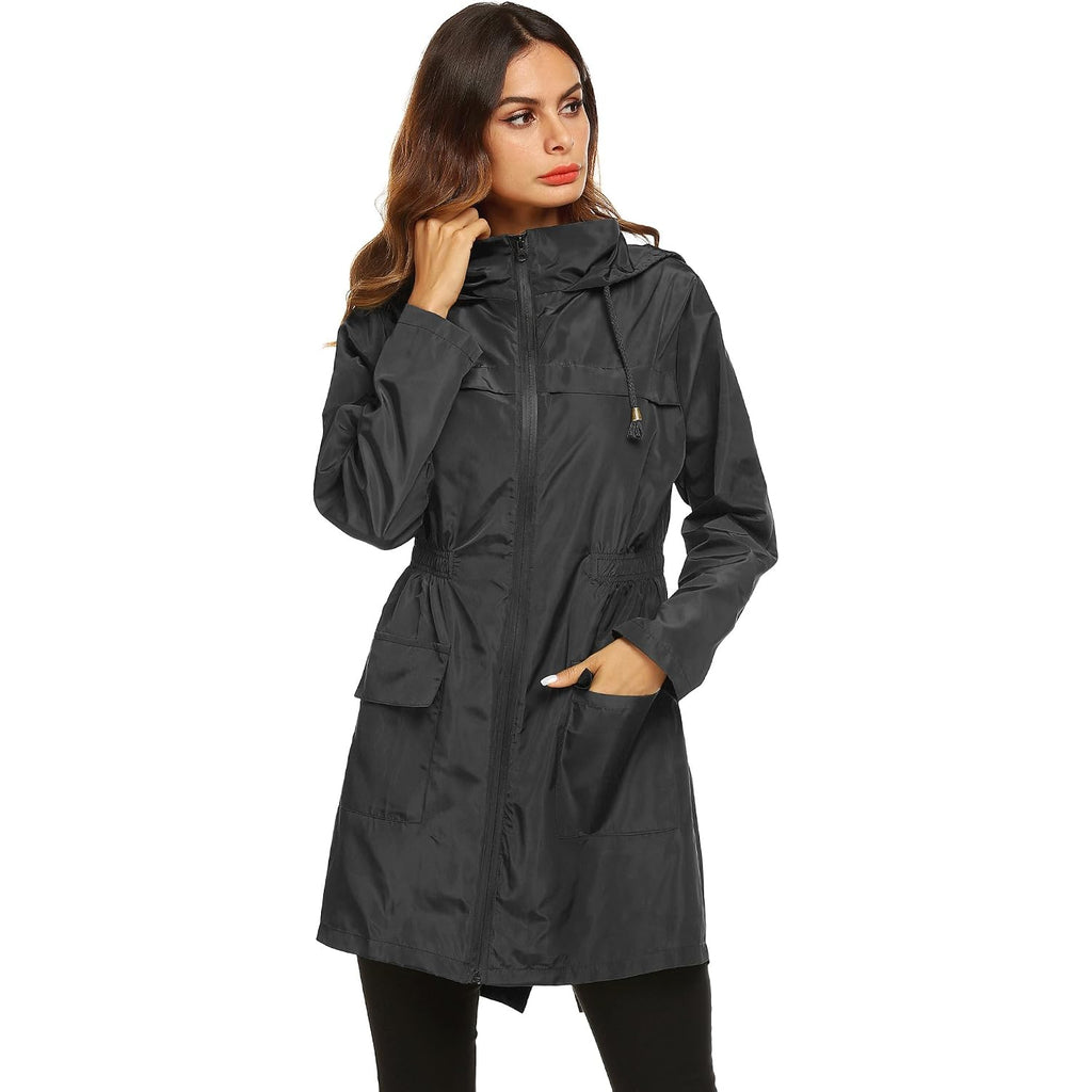 Lomon Women Waterproof Lightweight Rain Jacket Active Outdoor Hooded Raincoat