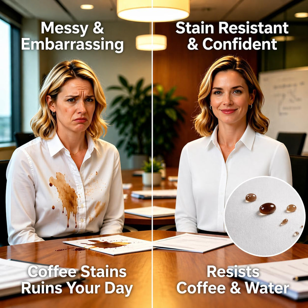 Women Button Down Shirts Long Sleeve Stain Shield Dress Shirts Slim fit Work Blouses Office Business Tops