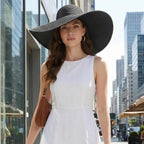DRESHOW Big Straw Sun Hats for Women Floppy Foldable Roll up Beach Cap Sun Hat UPF 50+ Vacation Honeymoon Embroidered Hat Aca Wire: Black