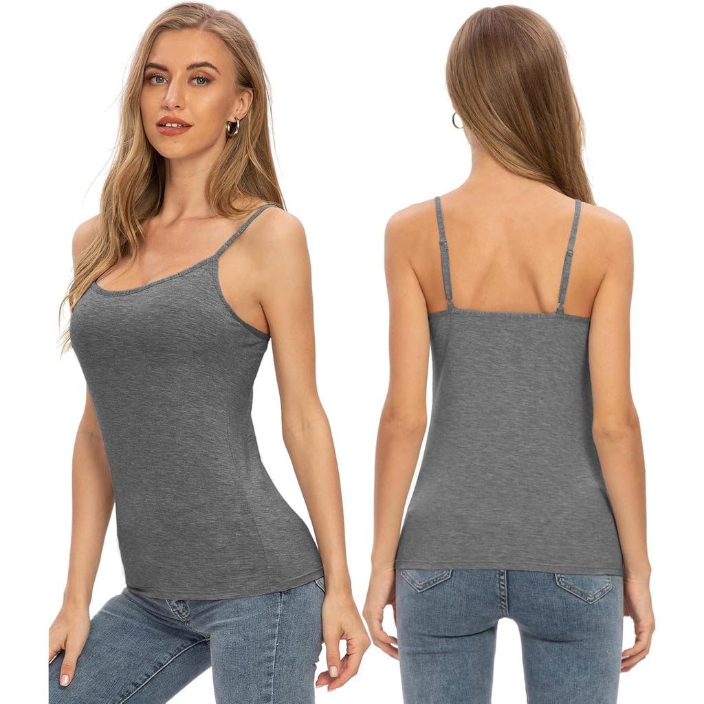 4 Pack Camisole Tops for Women Basic Undershirt Tanks Adjustable Spaghetti Straps Camis Seamless Soft Layering Top