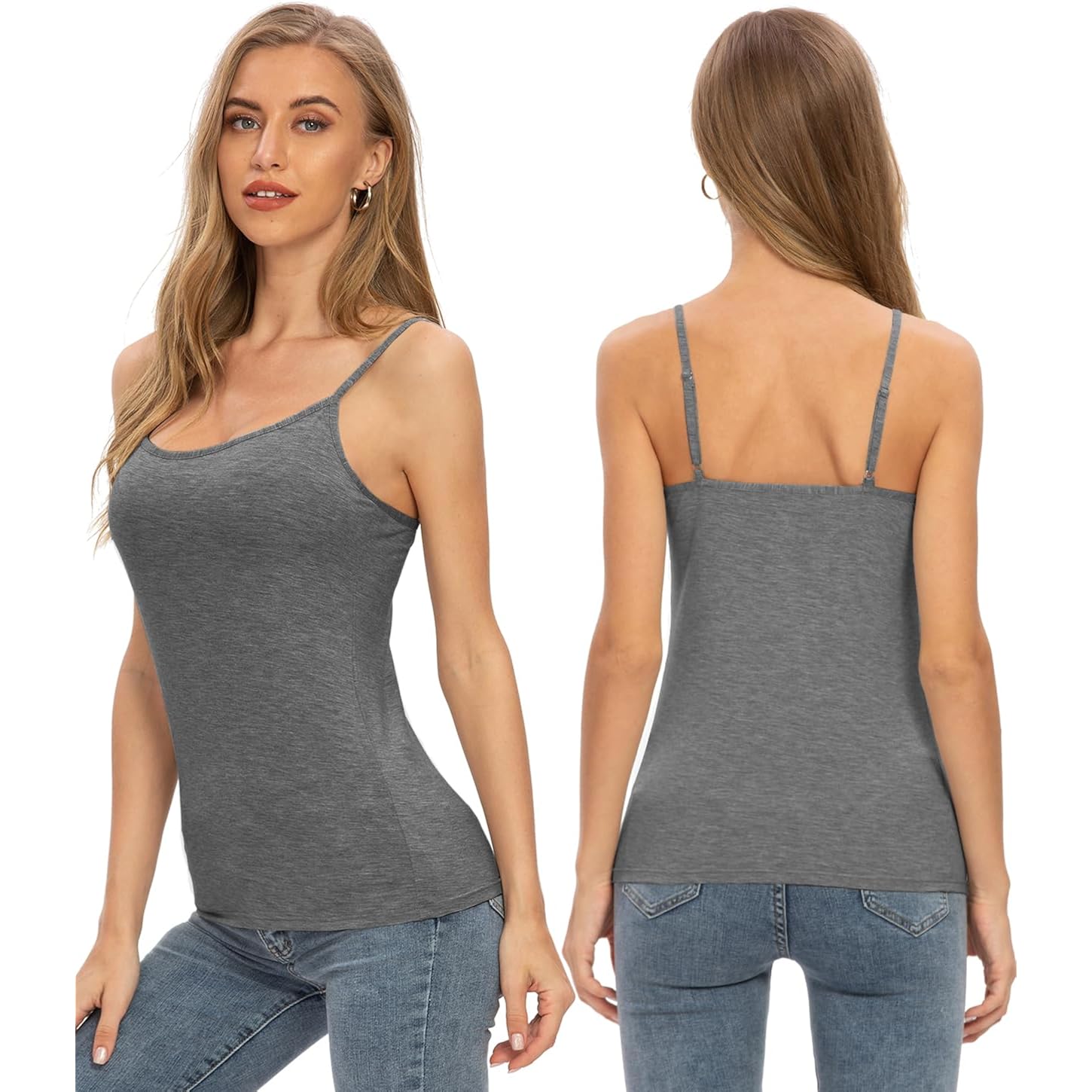 4 Pack Camisole Tops for Women Basic Undershirt Tanks Adjustable Spaghetti Straps Camis Seamless Soft Layering Top