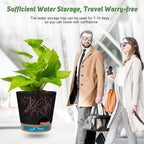 Ynnico Indoor Self Watering Planters With Drainage Holes And Saucers, 8, 7, 6.5, 6, 5.5, 5 Inches, Black, 6 Pots