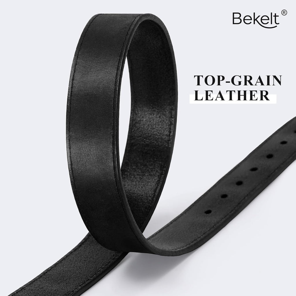 Women's Full Grain Leather Belt for Jeans Pants Real Genuine Leather Waist Belt with Matte Gold/Silver Buckle